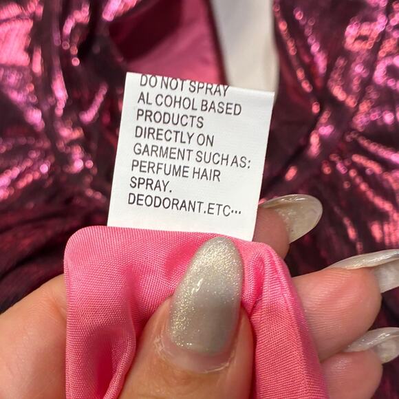 NWT Mac Duggal 30758 Rose Metallic Keyhole Long Sleeve Pleated Maxi Dress Sz XS - Picture 11 of 15